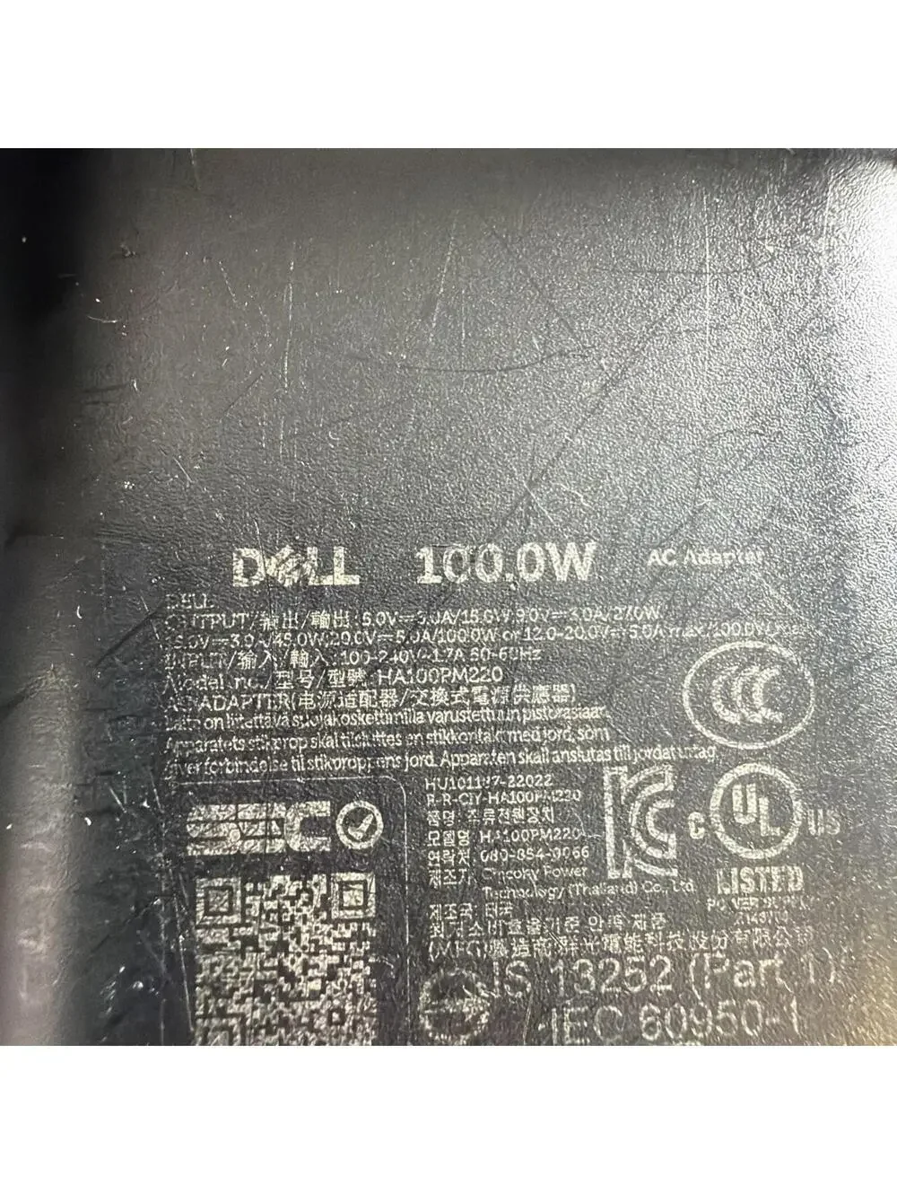 Power Supply for Dell LA100PM220 100W USB-C AC Thunderbolt Charger